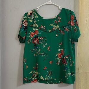 Lily White Vibrant Green Floral Blouse